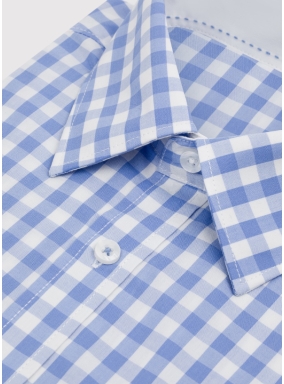 Męska koszula w niebieską kratę – Regular Fit, popelina easy care